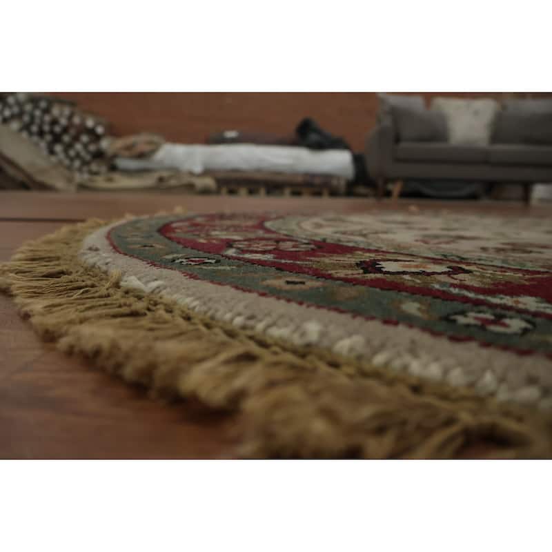 Hand Knotted Oriental 100% Wool Carpet Traditional All-Over Beige & Ivories Agra Area Rug - 4' 2'' X 4' 2''