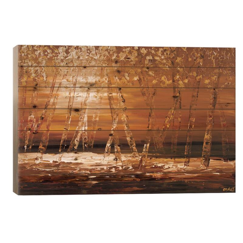 Autumn Print On Wood by Osnat Tzadok - Multi-Color - 18x26x1.5