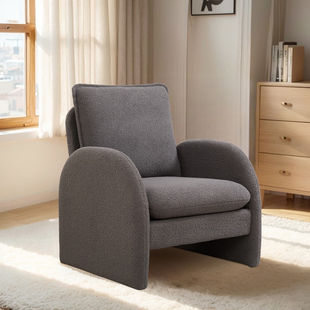 Modern Sherpa Upholstered Accent Chair, Comfortable Living Room Armchair