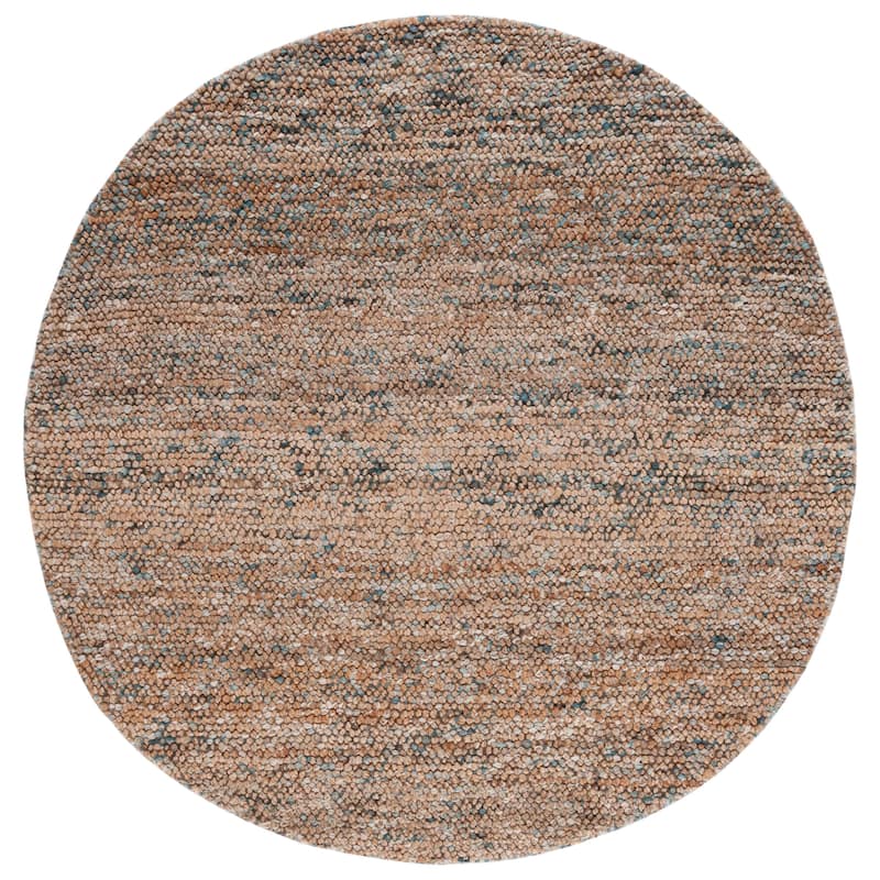 SAFAVIEH Handmade Bohemian Ancilla Jute Rug - 6' Round - Natural/Blue