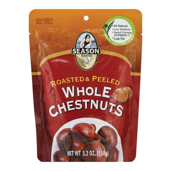 Season Brand Roasted and Peeled Whole Chestnuts - Case of 12 - 5.2 oz.
