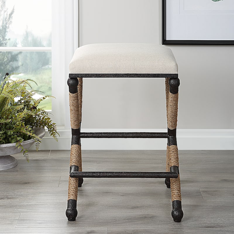 Uttermost Firth Rustic Oatmeal Counter Stool - 18.75"W x 27.63"H x 18.75"D