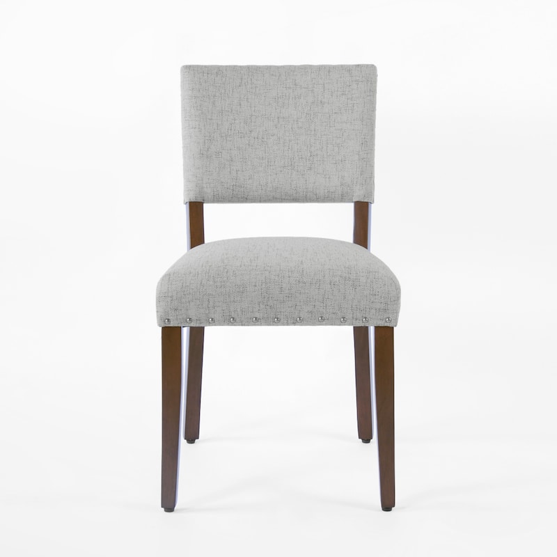 Dining Side Chair Set of 2, Padded Open Back, Gray Woven Fabric