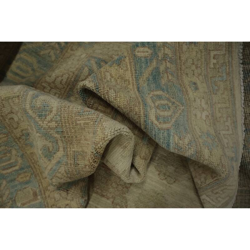 Hand Knotted Oriental 100% Wool Carpet Transitional Floral Beige & Ivories Khotan Area Rug - 12' 1'' X 9' 3''