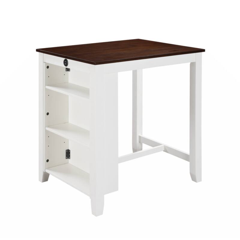 36" Finish Small Space Counter Height Dining Table with USB Charging Ports and Shelves