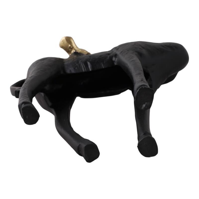 Metal Figurine Decor Modern Deer with Bird Accent Finish - Black - 11.0"