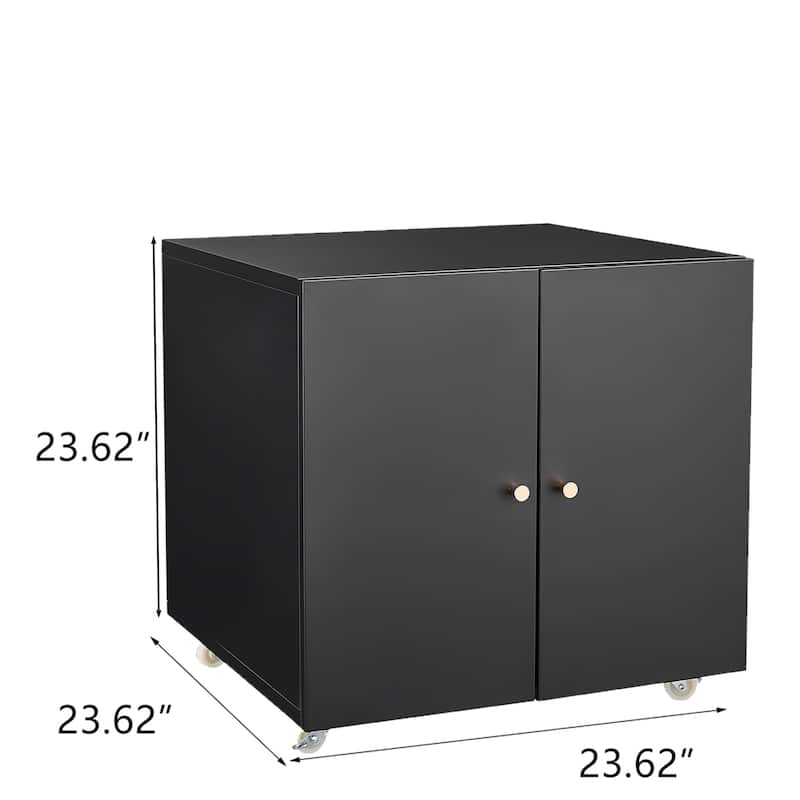 Metal Double-Door Printer Cabinet - 360° Lockable Casters, Crafted From Steel