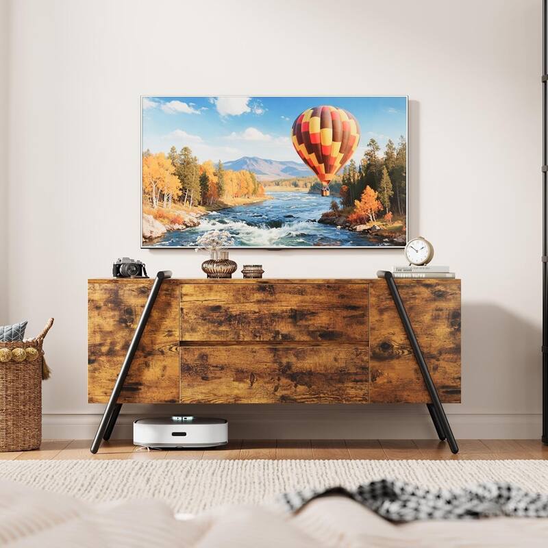 47 Inch Modern Entertainment Center TV Stand, Media Console for Living Room, Bedroom, Office - N/A - Brown