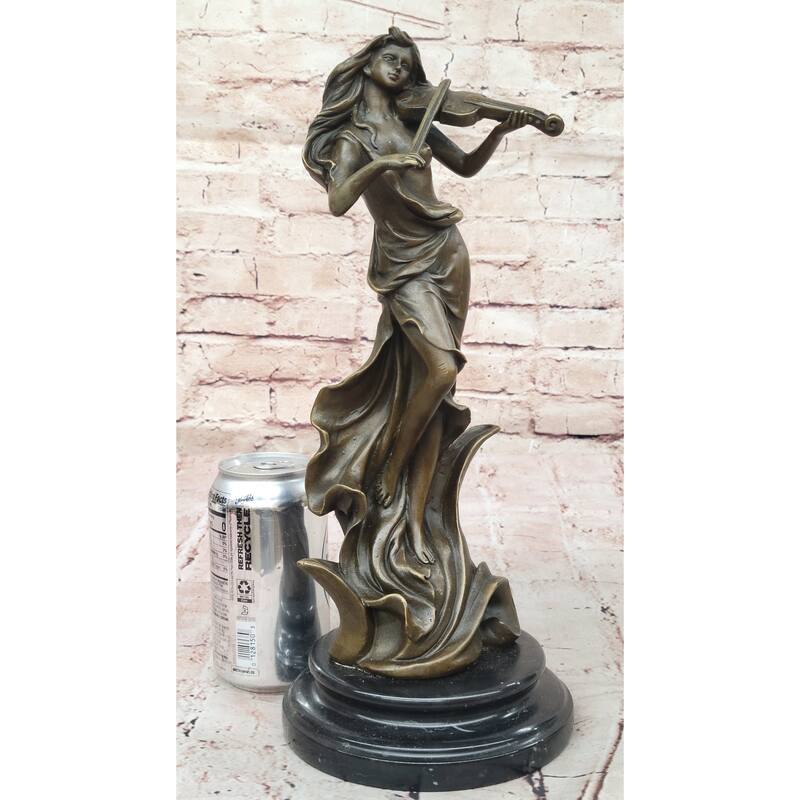 Bronze Violinist Statue – Graceful Female Musician Sculpture For Home Or Studio Decor