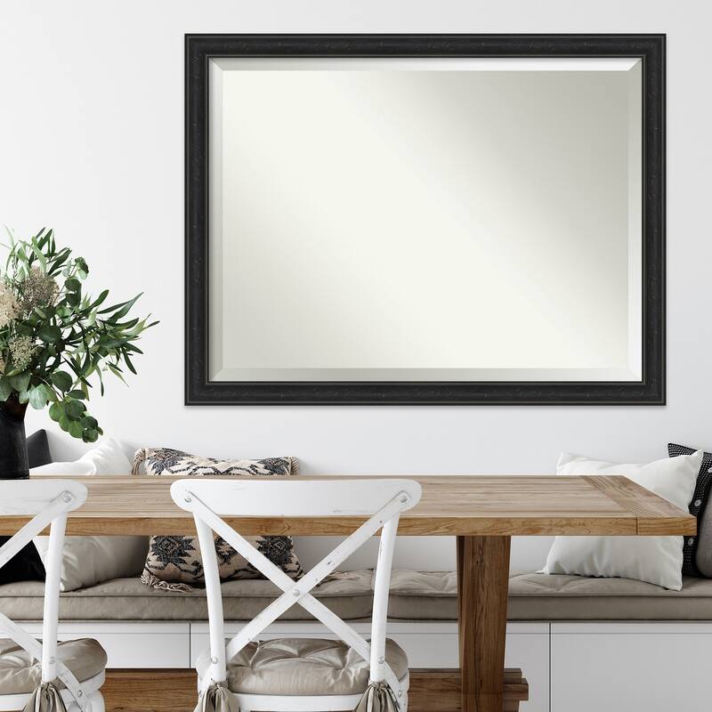 Beveled Wall Mirror - Shipwreck Black Narrow Frame