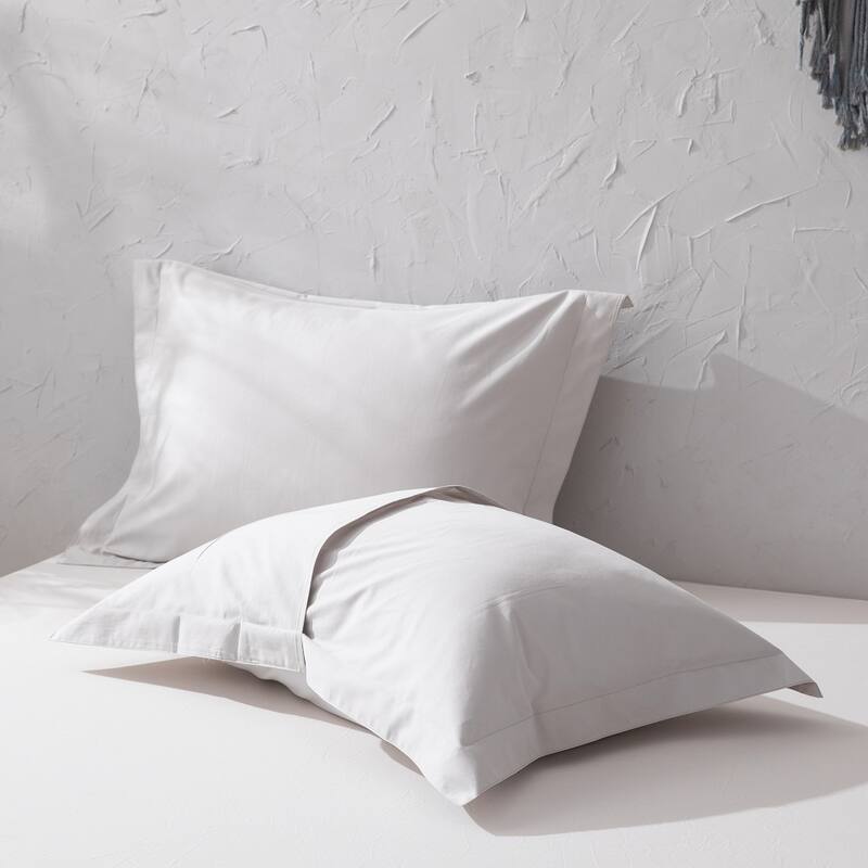 WHOLINENS Long Staple Cotton Sateen 400 TC Duvet Cover Set, Solid Color