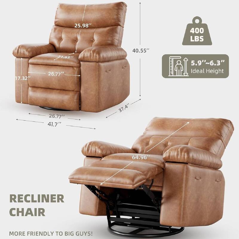 Oversized PU Leather Massage Recliner Sofa Chair for Living Room and Bedroom