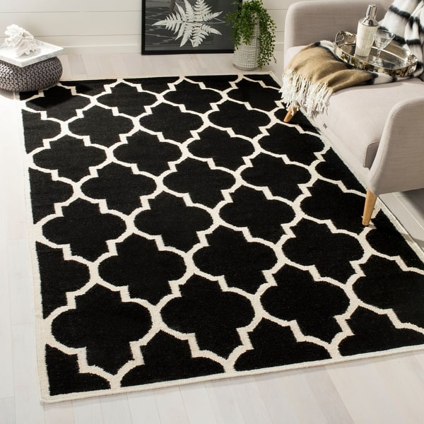 slide 1 of 63, SAFAVIEH Handmade Flatweave Dhurries Sanjuanita Modern Moroccan Wool Rug 3' x 5' - Black/Ivory