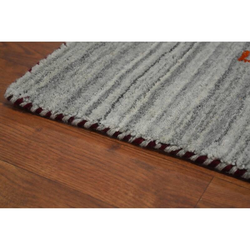 Hand Knotted Oriental 100% Wool Carpet Tribal Animal Pictorial Greys & Charcoal Gabbeh Area Rug - 9' 10'' X 8' 0''