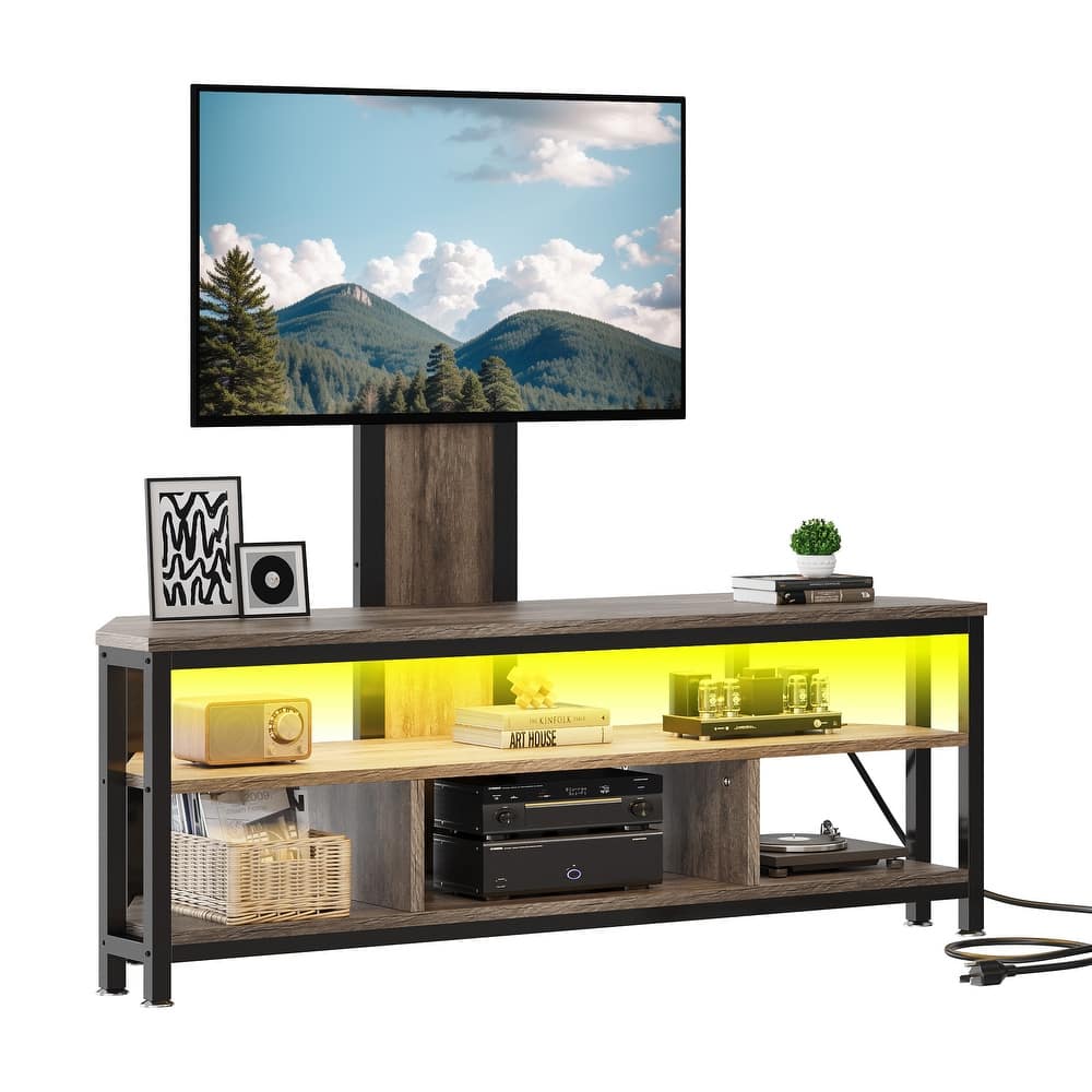 Moasis LED Light TV Stand with Mount, Power Outlet amd USB Port for TVs up to 70"
