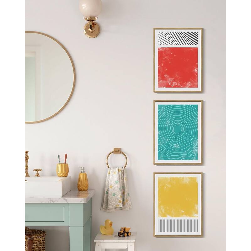 Minimalist Abstract Framed Wall Art Modern Colorful Line