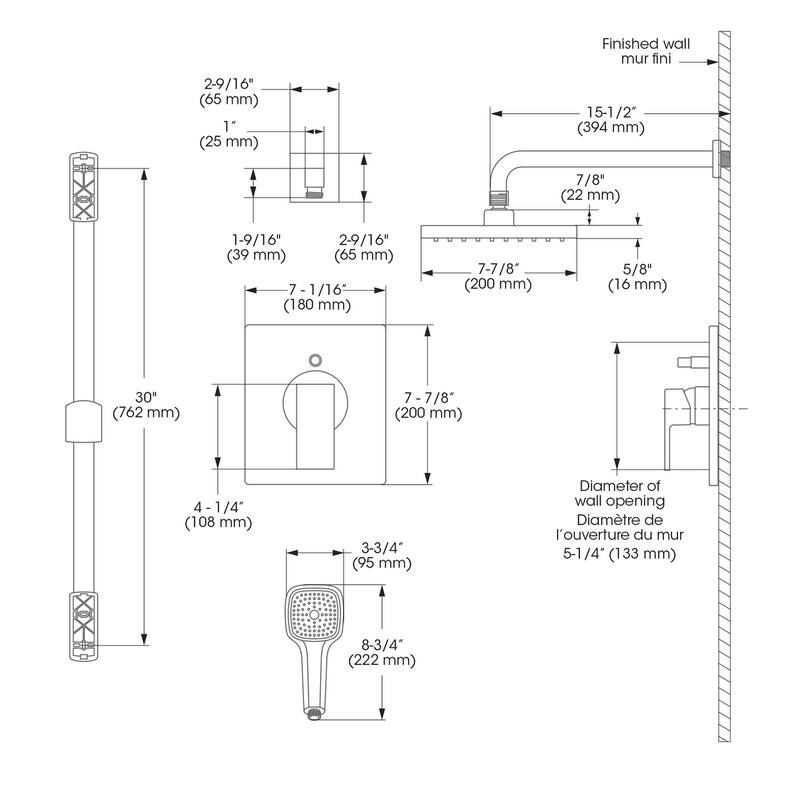 Belanger Pressure Balanced Square Shower System from Ceiling