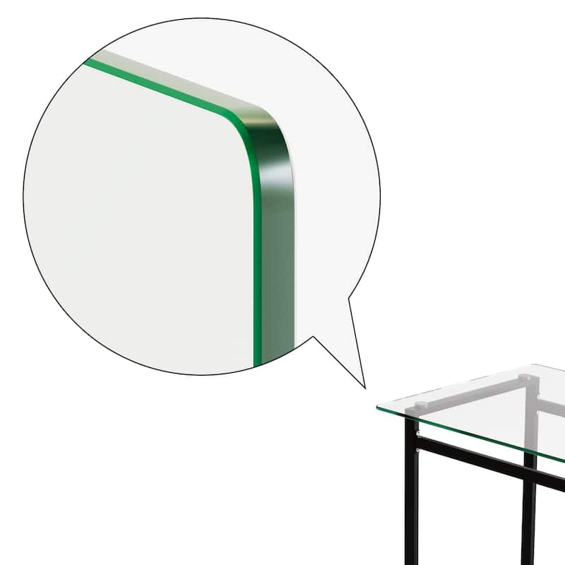 51" Modern Minimalist Rectangular Glass Dining Table for 4-6 with 0.31" Tempered Glass Tabletop and Black Chrome Metal Legs
