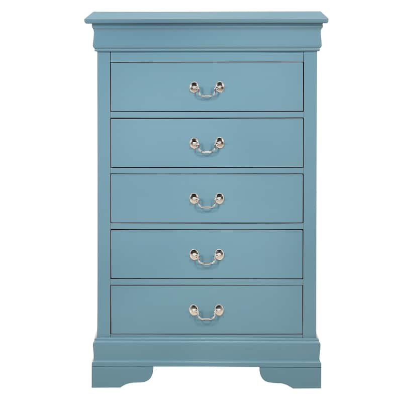 Wooden 5-Drawer Bedroom Chest - 48" - Blue
