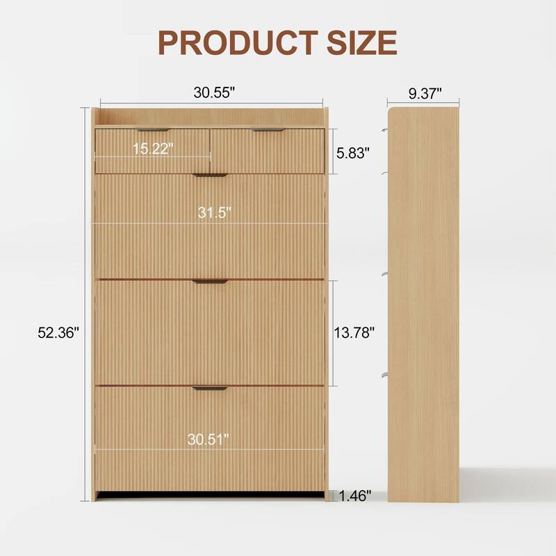 Slim Shoe Cabinet with 3 Flip Drawers & 2 Top Drawers