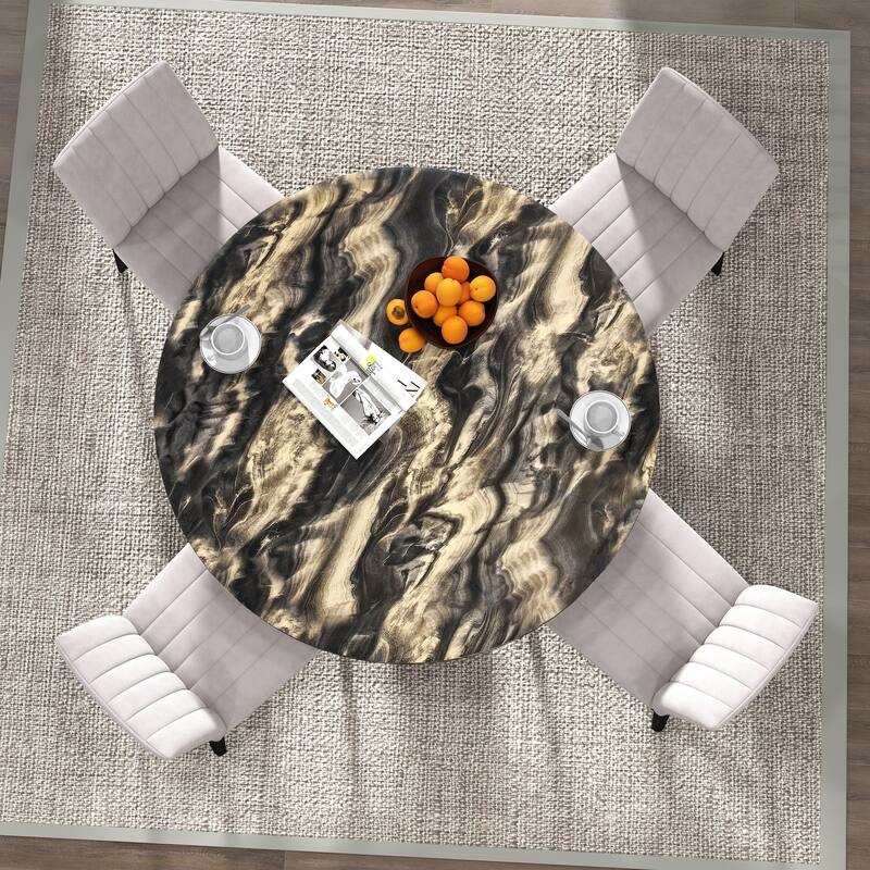 Roundhill Furniture Cavira 5-Piece Round Modern Dining Set