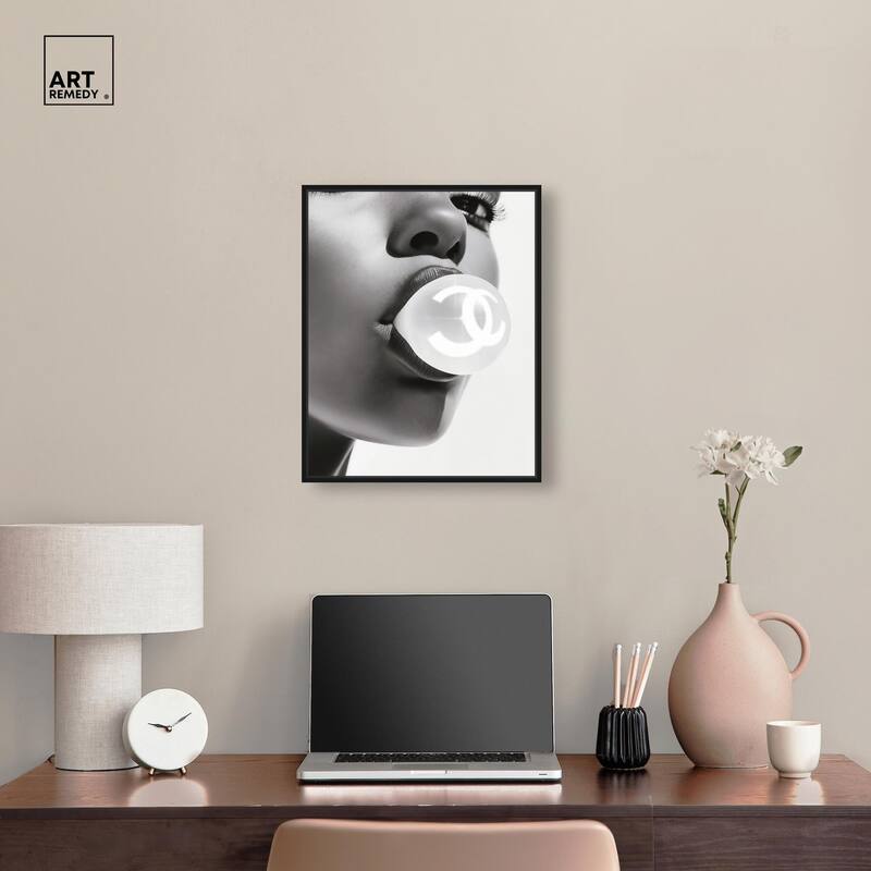 Bubble Gum Pop Monochrome Canvas by Art Remedy