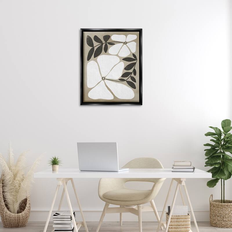 Stupell Oblong Boho Flowers Framed Floater Canvas Wall Art Design By Victoria Barnes