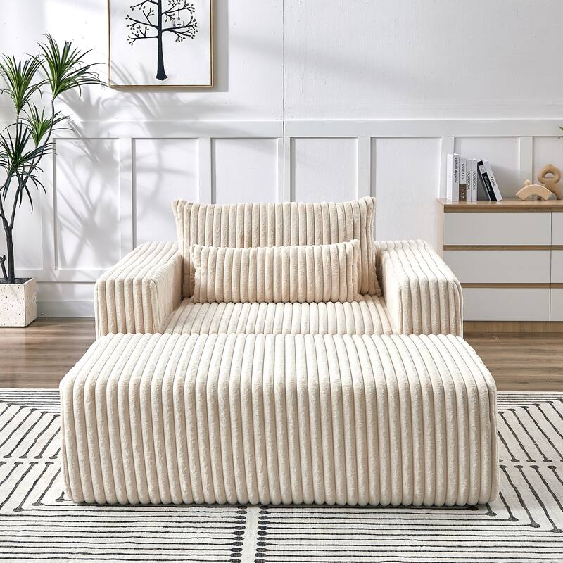 Corduroy Sponge Sofa Lounge Chair with Removable footrest