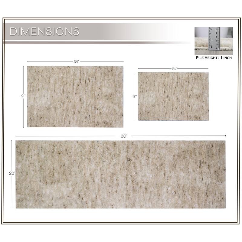 Home Weavers Cloud Comfort 100% Microfiber Bathroom Rug, Non Slip Bath & Water Absorbent Soft Bath Mat - 3 PC Set with Runner