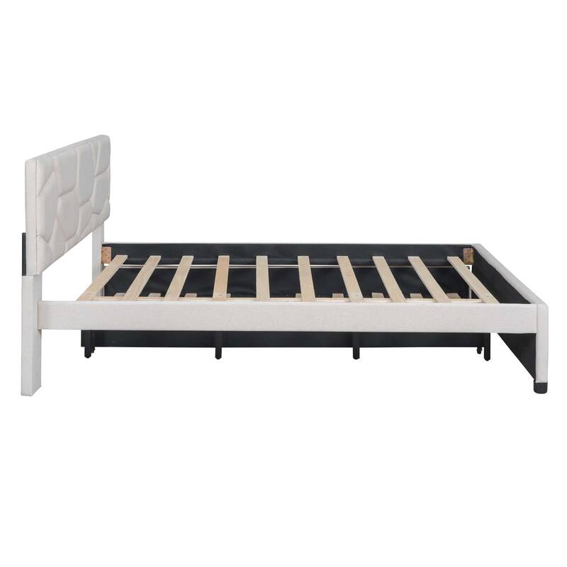 Brick Pattern Platform Bed with Trundle