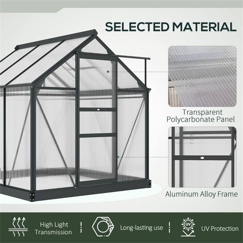 Walk-In Greenhouse for Garden Plants with Reinforced Base and Aluminum Frame