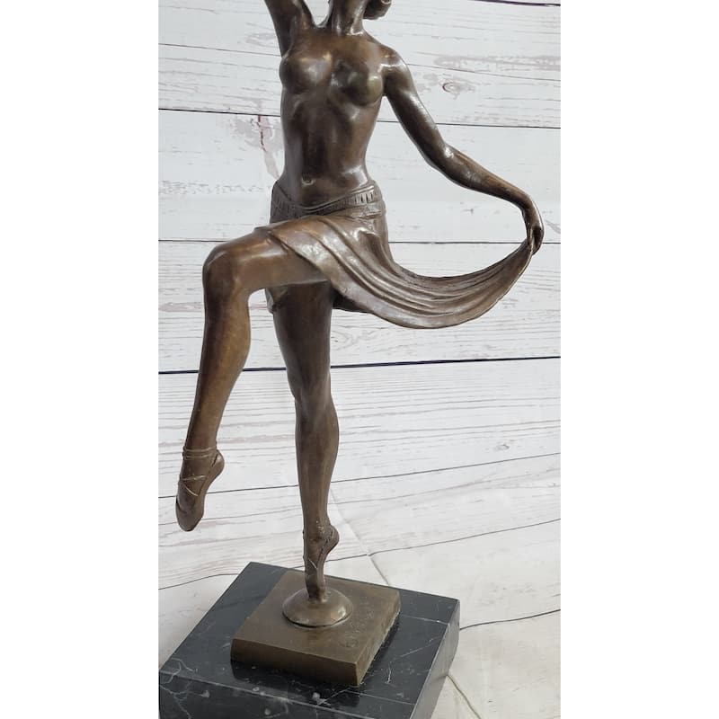 French Reproduction Bronze Sculpture Dancer By Molins-Balleste Marble Statue Art