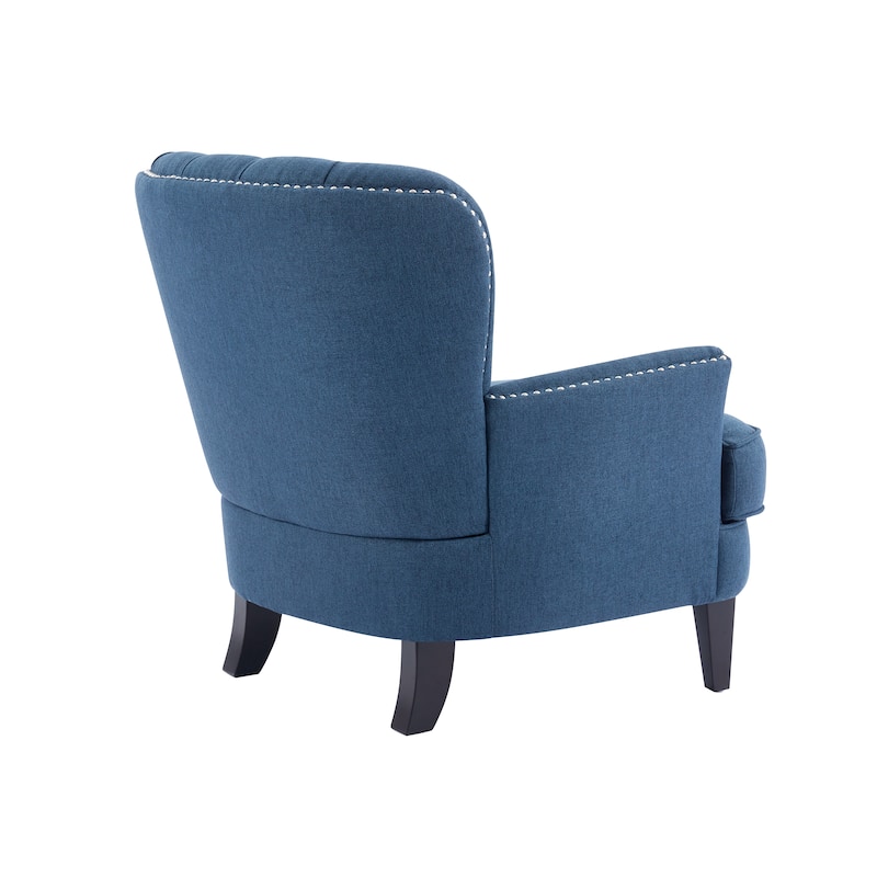 Polyester Vintage Lounge Chair with Nailhead Trim, Curved Backrest and 220lb Weight Capacity