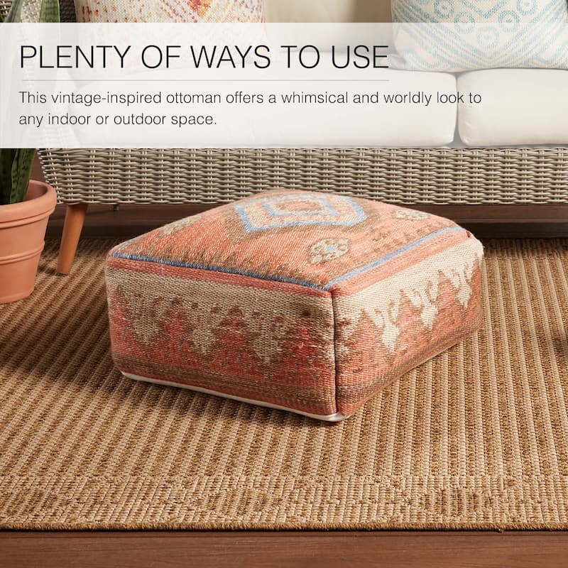 Ember Indoor and Outdoor Tribal Cube Pouf - 20"X20"X8"
