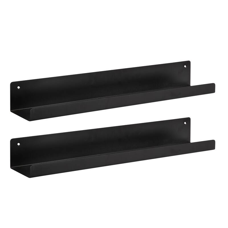 Porch & Den Stringtown Modern Metal Ledge Shelf - 2 Piece - 24" - Black