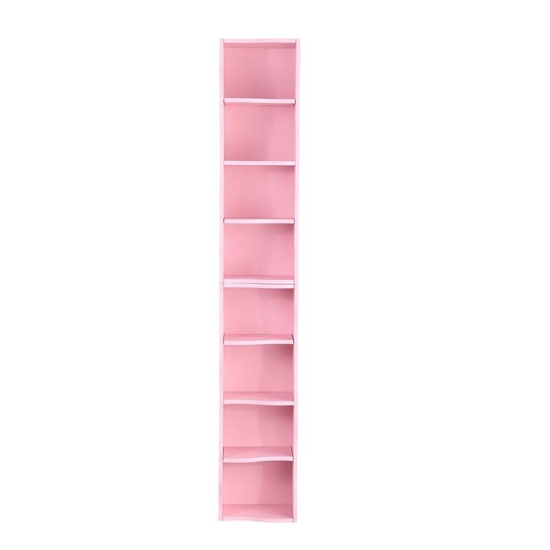Wavy Border 8-Tier Adjustle Shelf - Modular Ultra-Thin Bookcase for Home Office & Display