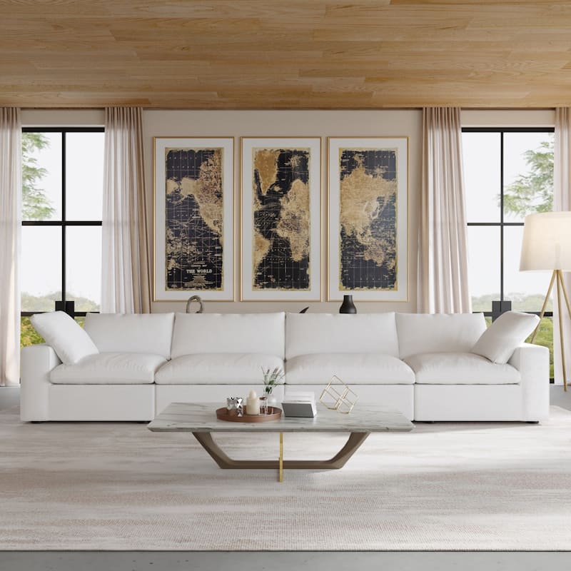 4-Seater Modular Sectional Couches for Living Room, Modern Modular Convertible Sofa Couch - White