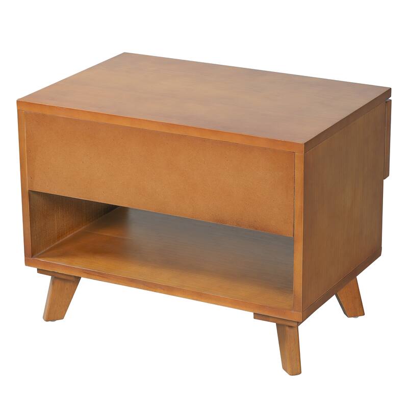 Christopher Knight Home - 23.9"W Mid-Century Nightstand with Solid Rubber Wood Legs