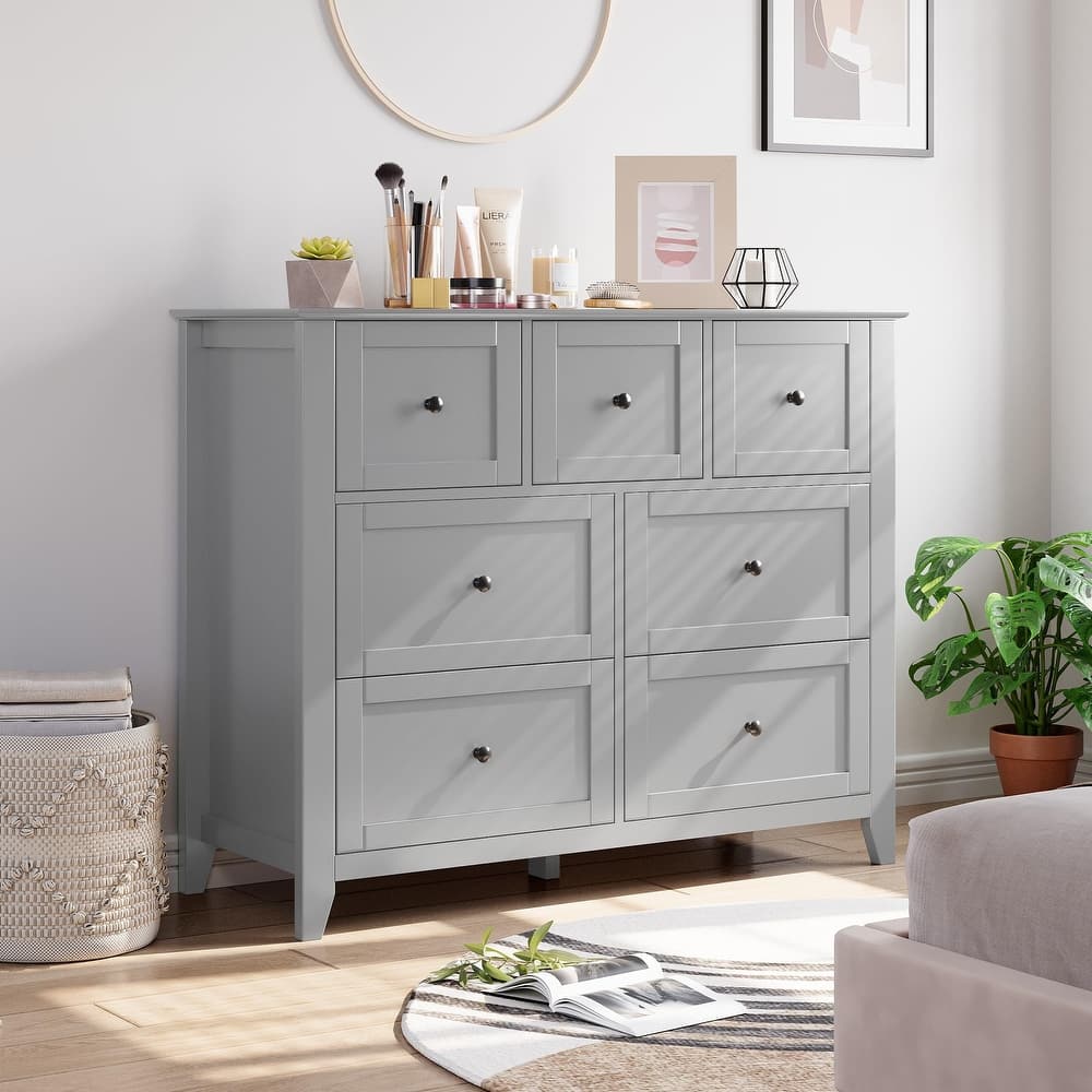 7 Drawer Dresser for Bedroom, Modern Chest of Drawer Dresser