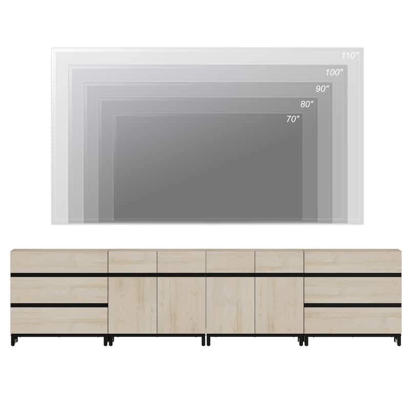Modern TV Stand for TVs up to 120 Inches, 4-in-1 Media Console with 6 Drawers and Adjustable Shelves, Entertainment Center