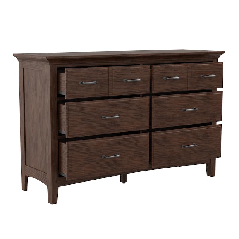 Modern Mission 6 Drawer Dresser in Vintage Oak Finish
