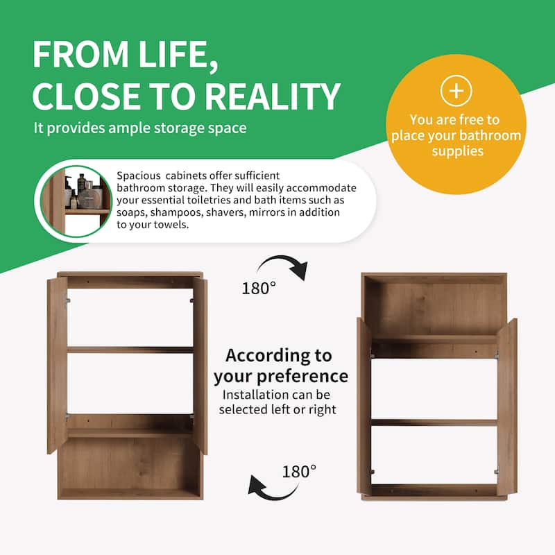 BNK 12"/24" Bathroom Side Cabinet with Soft Close Door and Shelf, Modern Side Cabinet
