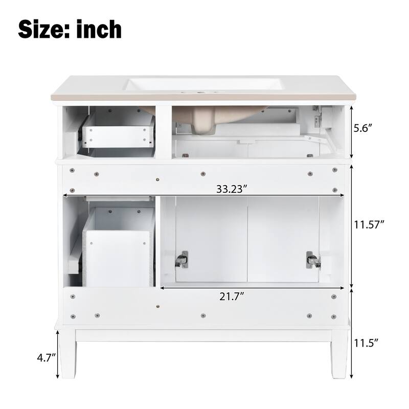 Bathroom Vanity with Sink Combo, Bathroom Cabinet with 2 Soft Close Doors and 4 Drawers, Vanity Set with Tip-Out Drawer