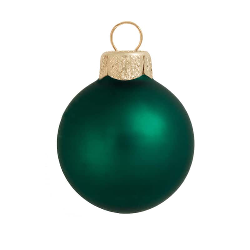 Small Matte Finish Glass Christmas Ball Ornaments - 2" (50mm) - Emerald Green - 28ct