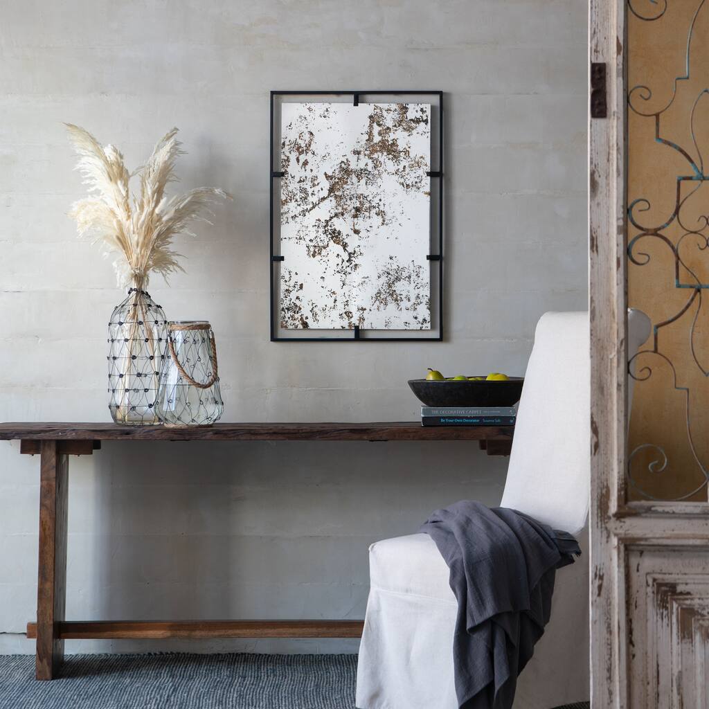 CUSchoice Antiqued Wall Mirror Wall Mirror with Black Metal Frame