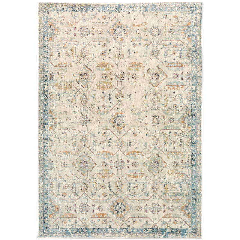 Sunderland Beige Blue Oriental Casual Area Rug