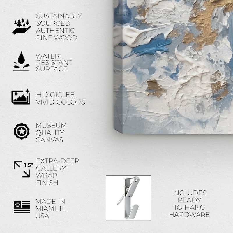 Wynwood Studio Abstract Ice Mountain Whipped Cream White and Metallic Gold Modern & Contemporary Wall Art Canvas Print