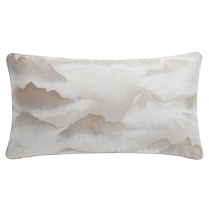 HiEnd Accents Serenity Modern Jacquard Lumbar Pillow, 14"x26", Champagne, 1PC - Feather - Champagne - Accent
