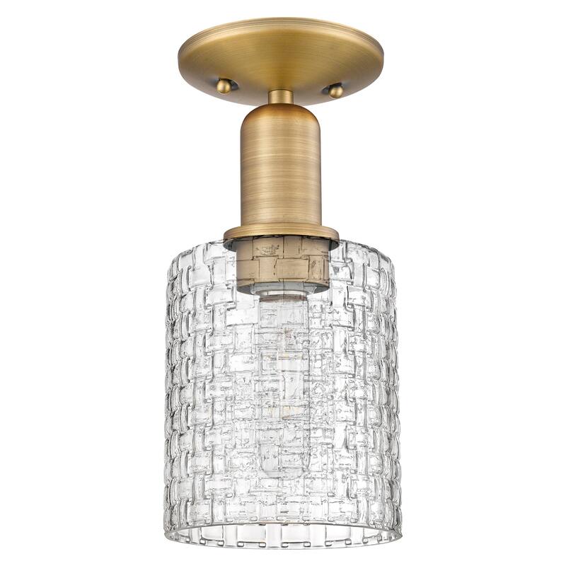 Innovations Lighting Endless Possibilities Arcadia - Cobbleskill - 1 Light 5" Basketweave Semi-Flush Mount - Brushed Brass