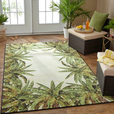 Mohawk Home Tropical Verde Palm Border Area Rug